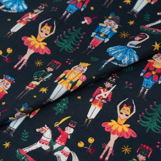 SINGER Christmas Nutcrackers on Navy Cotton Fabric
